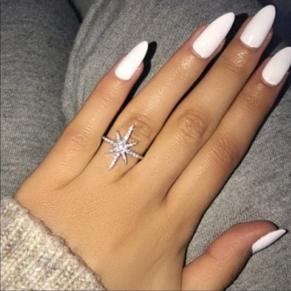 ♡New white sapphire silver plated star ring♡ - Picture 4 of 4
